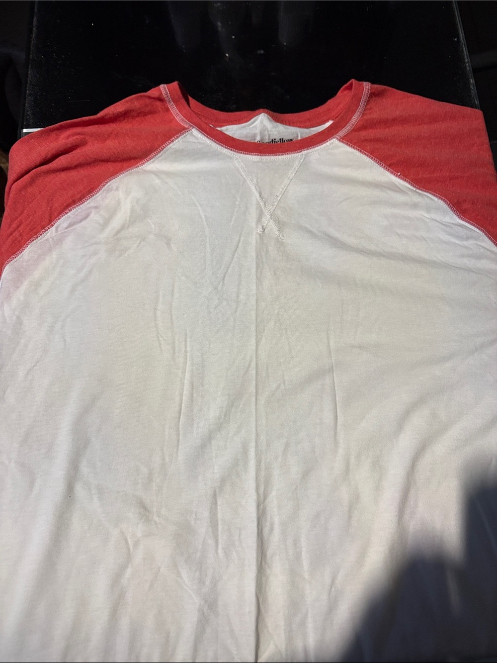 Goodfellow & Co White and Red Raglan Sleep Top